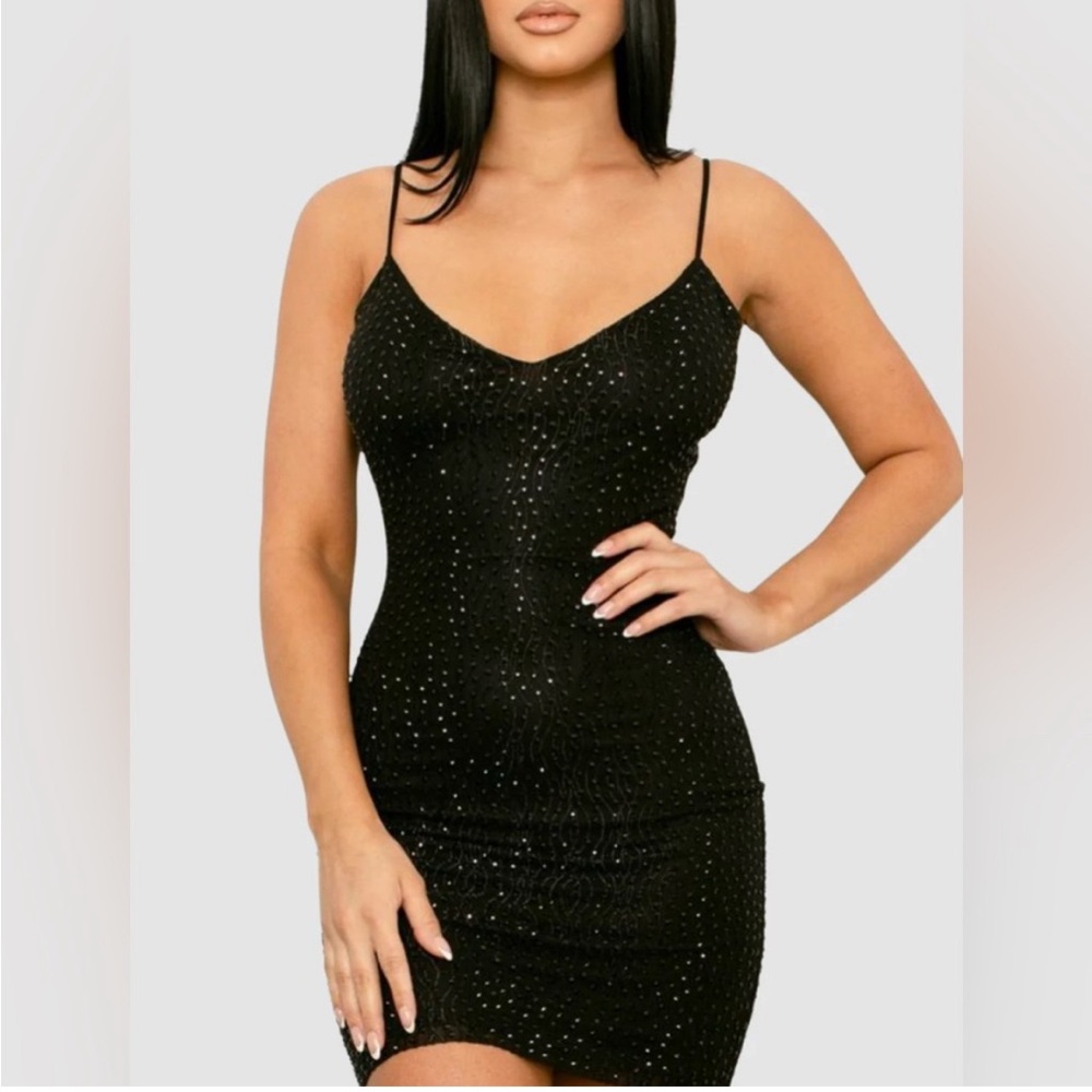 Symphony Black rhinestone dress size L